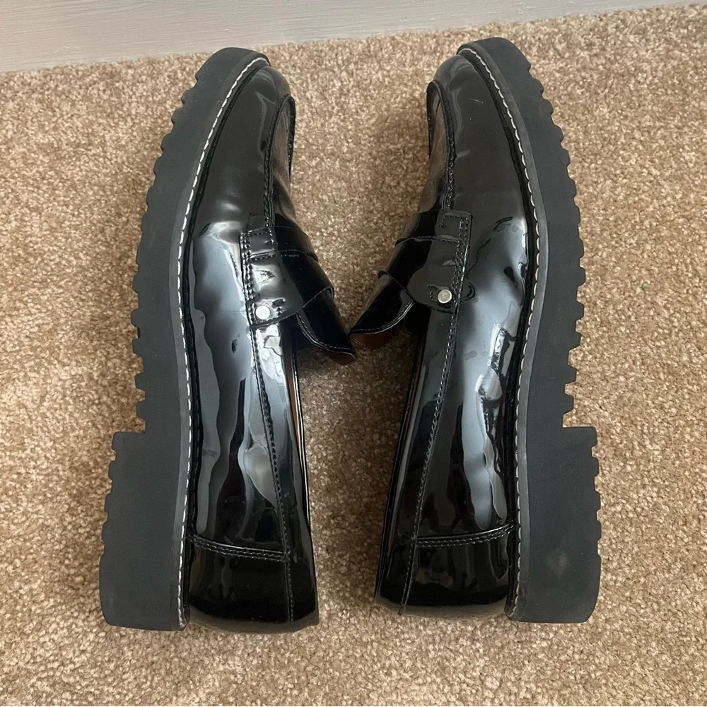 Franco Sarto Black Patent Leather Loafers